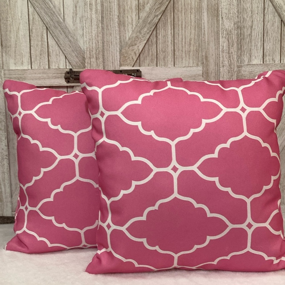 White and Pink Outdoor Pillows